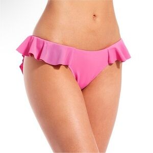 Jess Southern for Gianni Bini Vibrant Ribbed Ruffled Pink Bikini Bottoms